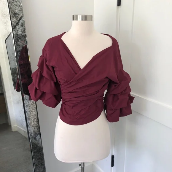 Burgundy wrap top - Picture 1 of 2